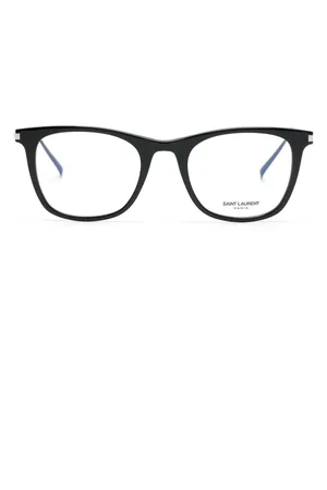 Saint Laurent Runde Brille mit Logo-Print