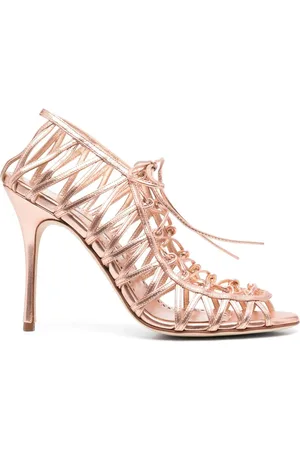 Manolo Blahnik Riemchensandalen im Metallic-Look