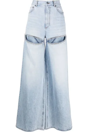AREA Crystal Wide-Leg-Jeans