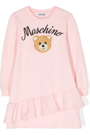 Moschino Gerüschtes Kleid mit Logo-Stickerei