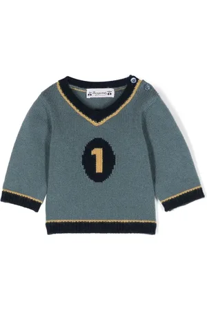 BONPOINT Intarsien-Pullover mit V-Ausschnitt