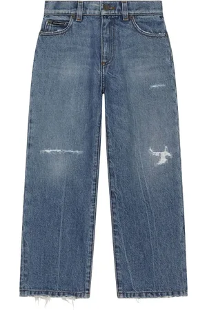 Dolce & Gabbana Wide-Leg-Jeans mit Logo-Schild