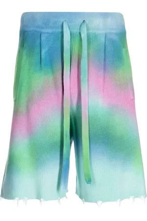 LANEUS Gerippte Shorts mit Batikmuster