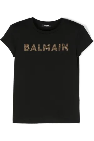 Balmain T-Shirt mit kristallverziertem Logo