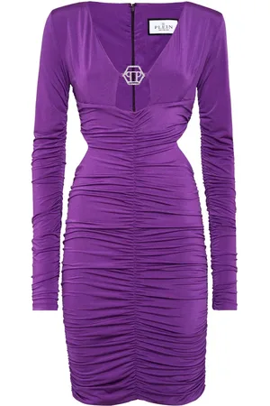 Philipp Plein Gerafftes Minikleid mit Logo-Schild