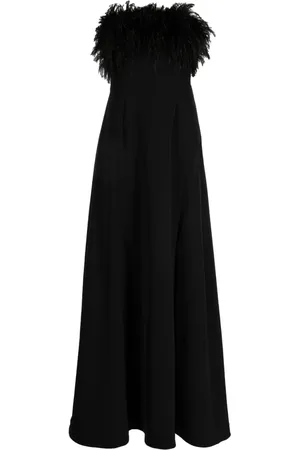 RACHEL GILBERT Schulterfreies Kleid mit Federn