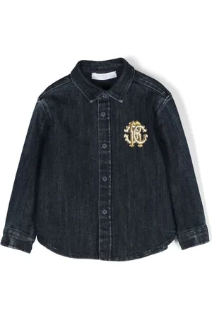 Roberto Cavalli Jeanshemd mit Logo-Stickerei