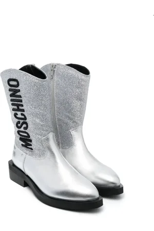 Moschino Kniehohe Stiefel mit Logo-Stickerei