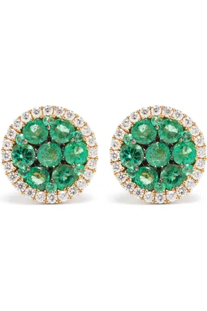 ROSEKEY 18kt Gelbgoldohrstecker mit Smaragden und Diamanten