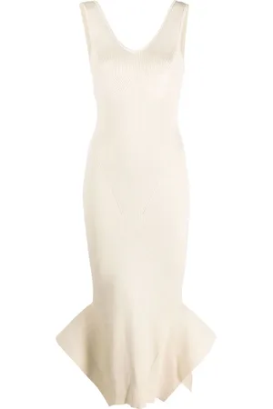 Marine Serre Kleid mit asymmetrischem Saum