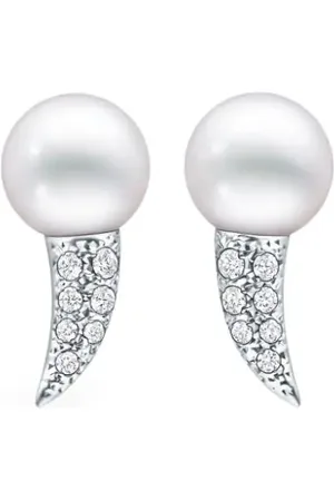 Tasaki 18kt Collection Line Danger Fang Weißgoldohrringe mit Perle
