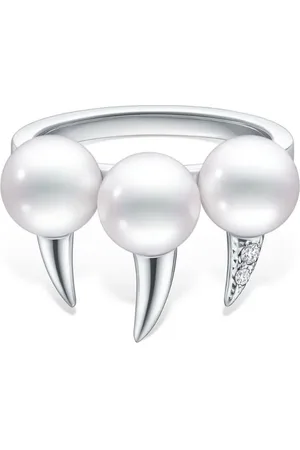 Tasaki 18kt Danger Fang Weißgoldring mit Perle und Diamanten