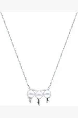 Tasaki 18kt Collection Line Fang Weißgoldkette mit Perle