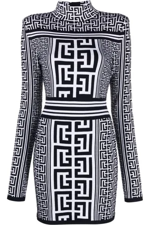 Balmain Gestricktes Minikleid mit Monogramm
