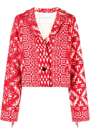 FORTE FORTE Jacquard-Jacke mit Fransen