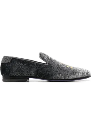 Philipp Plein Loafer in Samtoptik mit Totenkopf