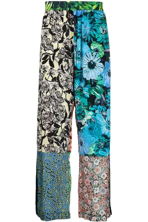 Marine Serre Seidenhose mit Schal-Print