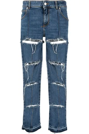 Alexander McQueen Cropped-Jeans im Distressed-Look