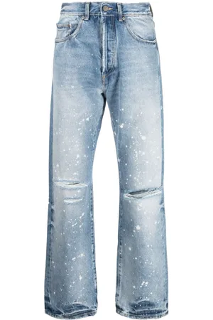 Palm Angels Gerade Jeans mit Farbklecks-Print