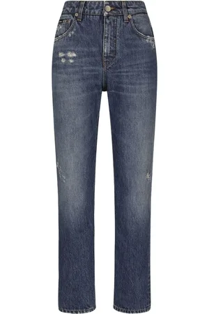 Dolce & Gabbana Gerade Jeans mit Logo-Schild