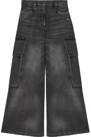 Palm Angels Tief sitzende Wide-Leg-Jeans