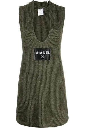 CHANEL 2008 Ärmelloses Kleid aus Kaschmir