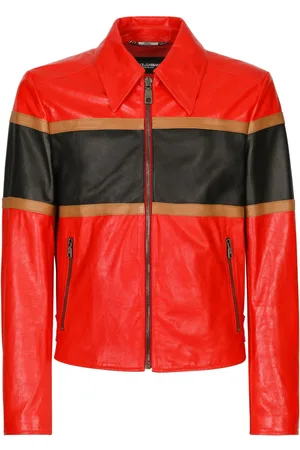 Dolce & Gabbana Gestreifte Hemdjacke aus Leder