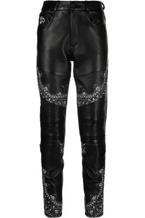 Philipp Plein Lederhose mit Bandana-Einsätzen