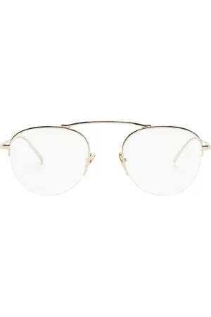 Saint Laurent Runde Brille mit Logo-Gravur