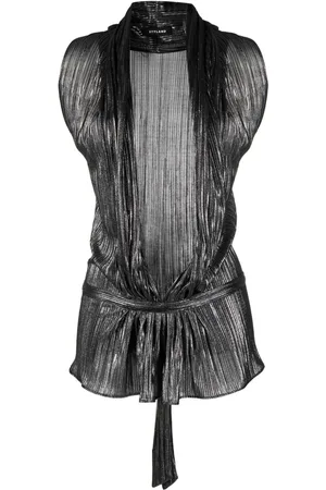 Styland Plissiertes Top im Metallic-Look