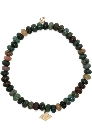 Sydney Evan Perlenarmband aus Achat mit 14kt Evil Eye-Gelbgolddetail