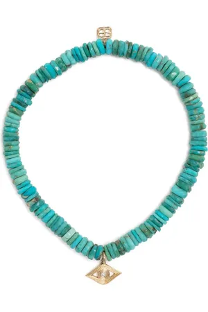 Sydney Evan Armbanda aus Türkis mit 14kt Evil Eye-Gelbgolddetail