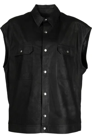Rick Owens Lederweste mit klassischem Kragen
