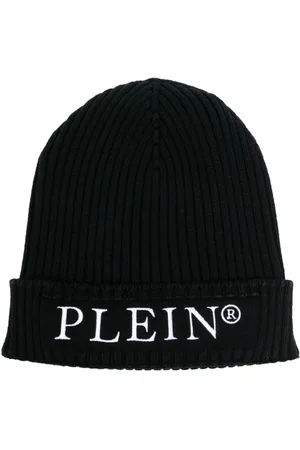 Philipp Plein Gerippte Strickmütze mit Logo