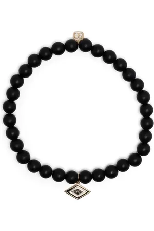 Sydney Evan Perlenarmband aus Onyx mit 14kt Groovy Eye-Gelbgolddetail