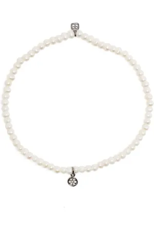 Sydney Evan 14kt Weißgold-Perlenarmband mit Diamanten