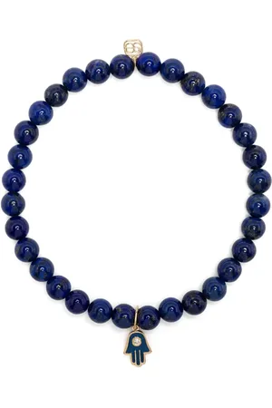 Sydney Evan Perlenarmband mit 14kt Hamsa-Gelbgolddetail