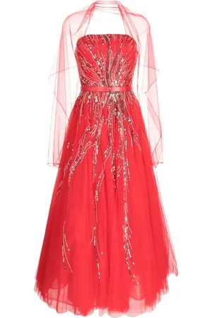 Saiid Kobeisy Schulterfreies Kleid mit Perlen
