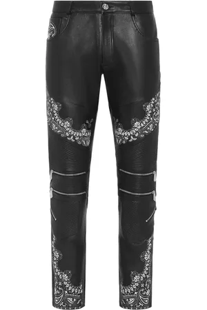 Philipp Plein Lederhose mit schmalem Schnitt