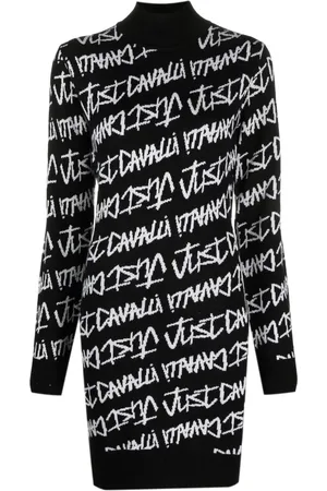 Roberto Cavalli Strickkleid mit Intarsien-Logo