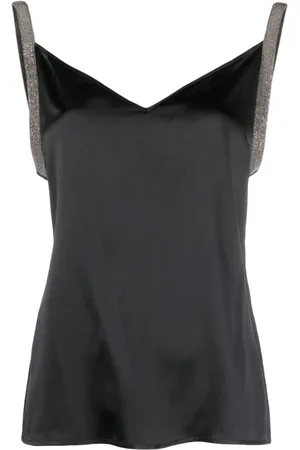 Fabiana Filippi Camisole-Top aus Satin mit Metallic-Besatz
