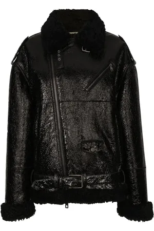 Dolce & Gabbana Lederjacke mit Rüschenkragen