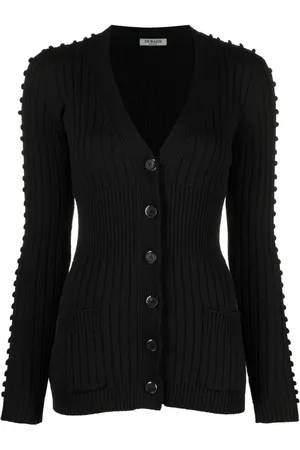 Durazzi Milano Gerippter Cardigan mit V-Ausschnitt