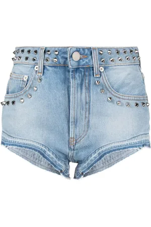 Alessandra Rich Jeans-Shorts mit Nieten