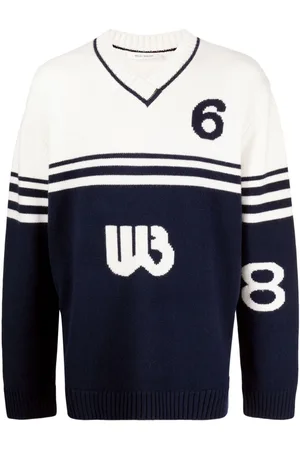 WALES BONNER Zweifarbiger Intarsien-Pullover