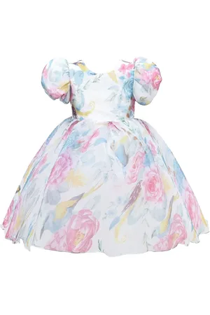 Tulleen Kleid mit Blumen-Print