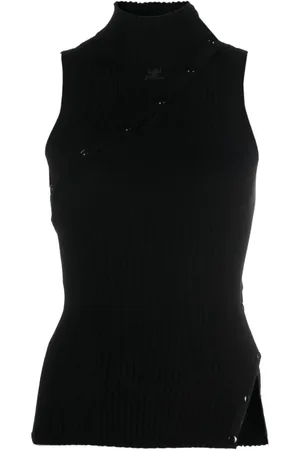 Courrèges Geripptes Tanktop mit Logo