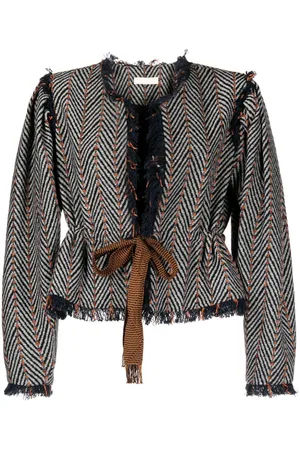 ULLA JOHNSON Cropped-Jacke mit Fischgrätenmuster