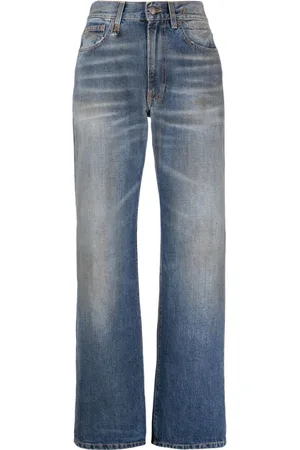 R13 Halbhohe Straight-Leg-Jeans