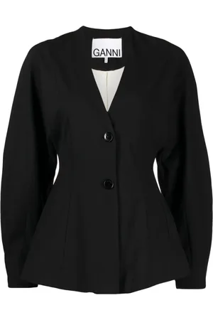 Ganni Einreihiger Blazer mit V-Ausschnitt